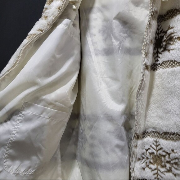 Guide Gear Faux Fur Plush Nuetral Tan White Sz L Hooded Coat - Picture 10 of 14